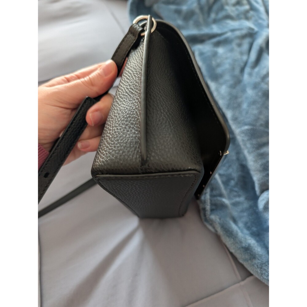 NWOT Michael Kors Evelyn Medium Crossbody Flap Bag Black Silver Hardware Leather - Picture 9 of 12